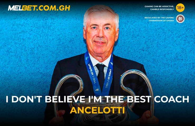 MelbetGhana's tweet photo. 🏆 #CarloAncelotti, despite winning the #JohanCruyff prize for best coach, remains humble:

"I’m not the best. #Ferguson, #Guardiola, #Lobanovsky... They’ve done more. And even if I was the best, no one’s building a statue of me!" 😅 https://t.co/xSf2vBDNaW