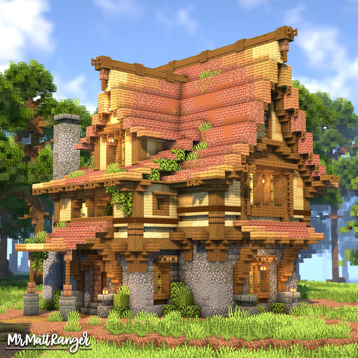 Minecraft Fantasy Medieval House 
———————————————
#Minecraft #minecraftart