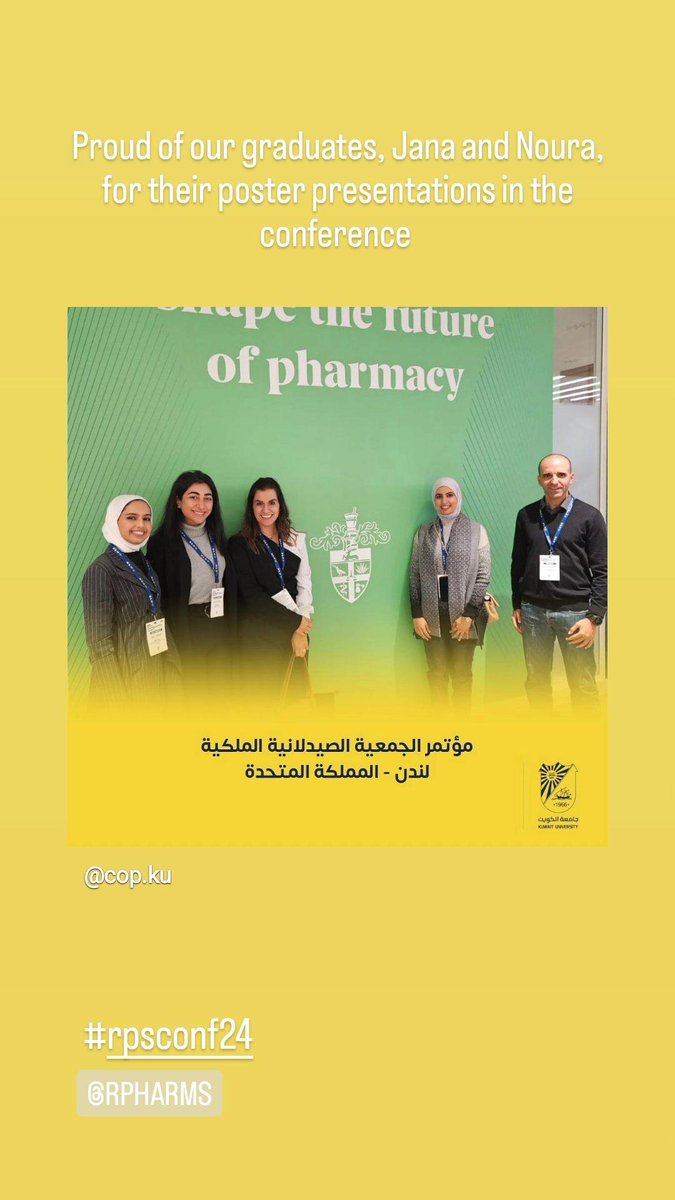 S_Waheedi's tweet photo. Proud of our graduates, Jana and Noura, for their poster presentations in the @rpharms conference #RPSConf24 https://t.co/0LnmLu9XlS