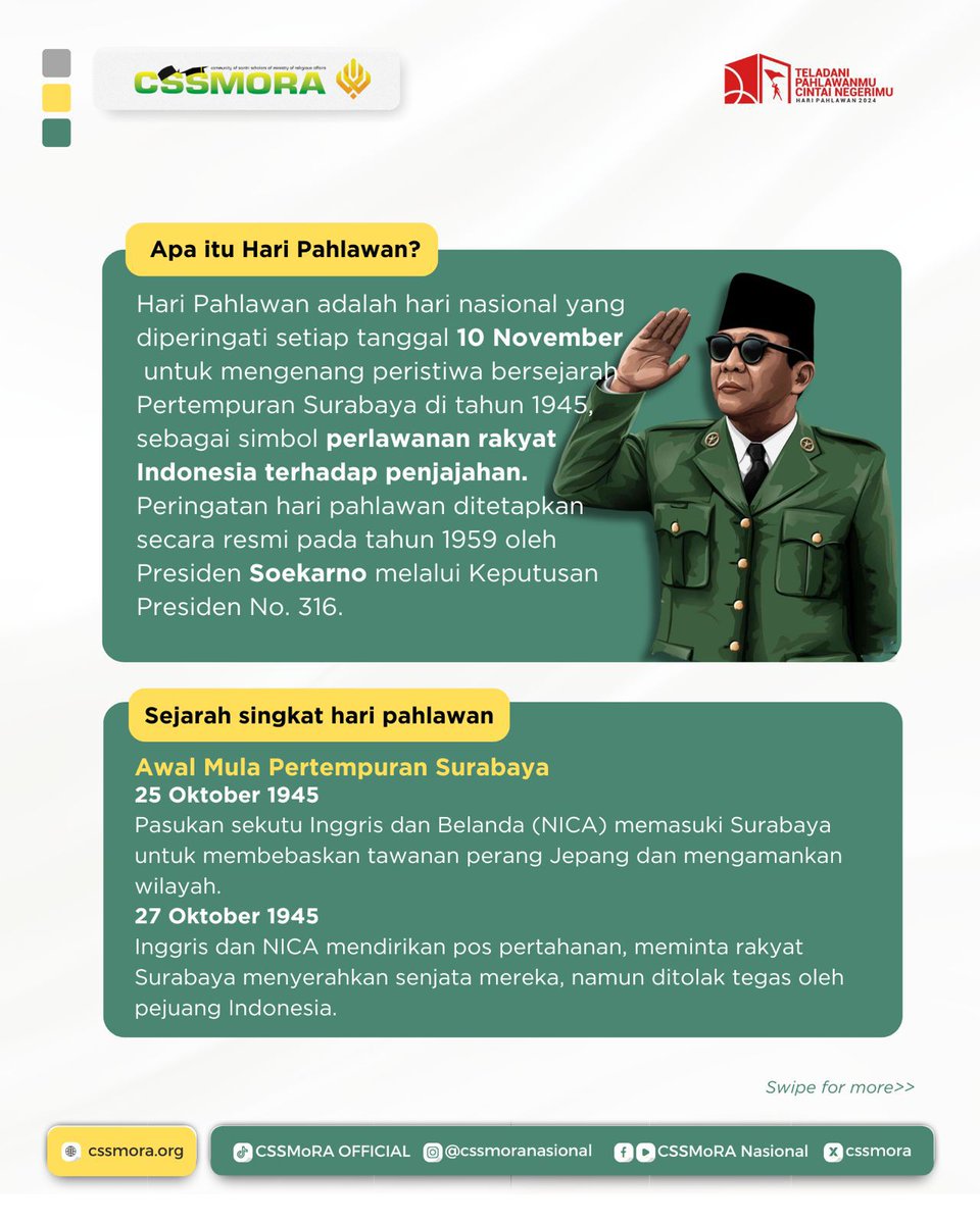 CSSMoRA's tweet photo. Selamat Hari Pahlawan!

Mari kita lanjutkan semangat perjuangan para pahlawan yang telah mendahului kita. Jadikan setiap langkah sebagai bentuk penghormatan untuk mereka, berjuang demi bangsa dengan cara kita masing-masing. 

#haripahlawan2024 #kabinetwiradhana https://t.co/aj3Y77uuZJ