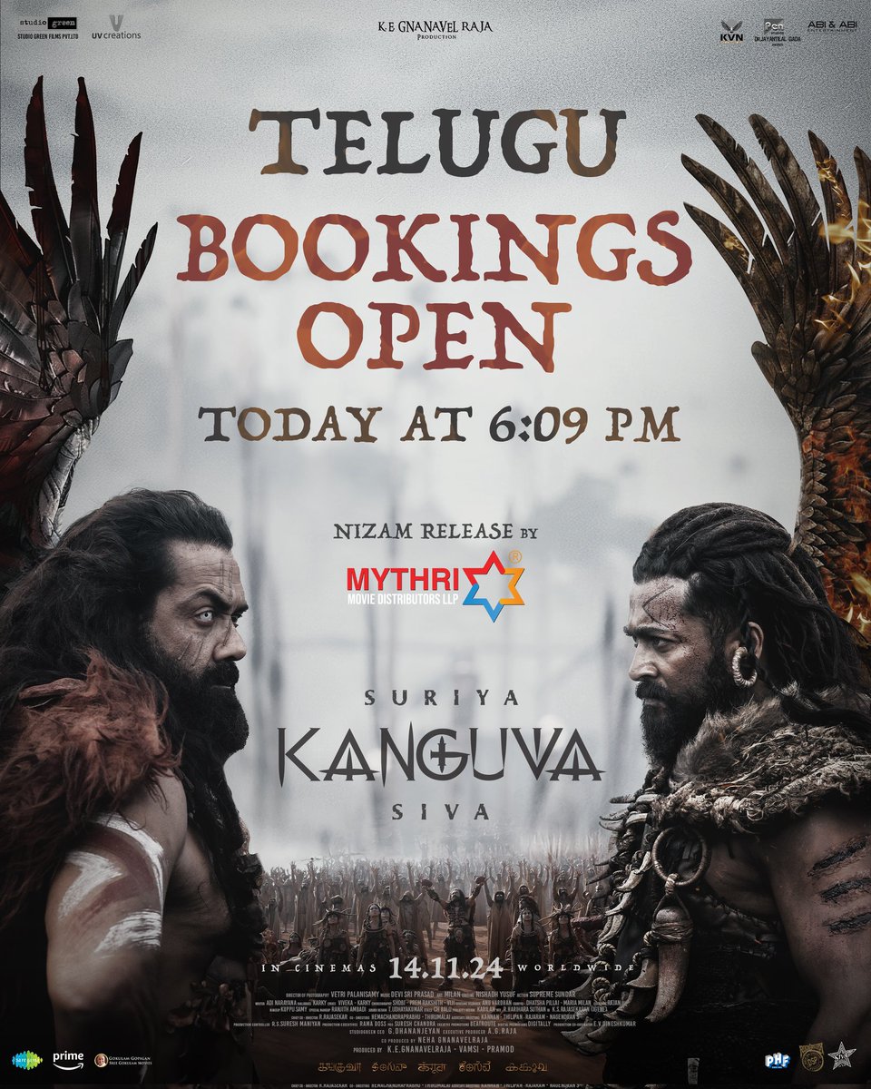 Hari_Socialist's tweet photo. • #Kanguva Nizam Area (Telangana) Bookings Open Today at 6:09PM 

@Suriya_offl #KanguvaFromNov14 ❤️‍🔥 #KanguvaReleaseTrailer https://t.co/auvQ6ogFnt