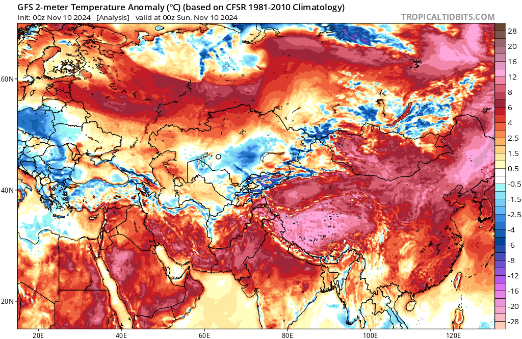 extremetemps's tweet photo. 1/2 INSANE ASIAN RECORD HEAT EVERYWHERE
From Saudi Arabia to China hundreds of records

MALDIVES 33.8 Hanimadhoo NOVEMBER NATIONAL HEAT RECORD 

THAILAND MIN 28.6 Laem Chabang Record broken for the 8th time in a row !

SAUDI ARABIA Min 26.4 Medinah November hottest night https://t.co/a93JQJAGsz