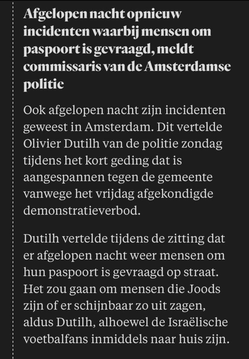 De voetbalfans en de hooligans van Macabi zijn al 2 dagen weg uit Nederland. Maar afgelopen nacht werden mensen die “Joods zijn of er schijnbaar zo uitzagen” wederom om hun paspoort gevraagd. Aldus de <a href="/POL_Amsterdam/">Politie Eenheid Amsterdam</a>. Diegenen die een excuus voor de eerdere Jodenjacht meenden te