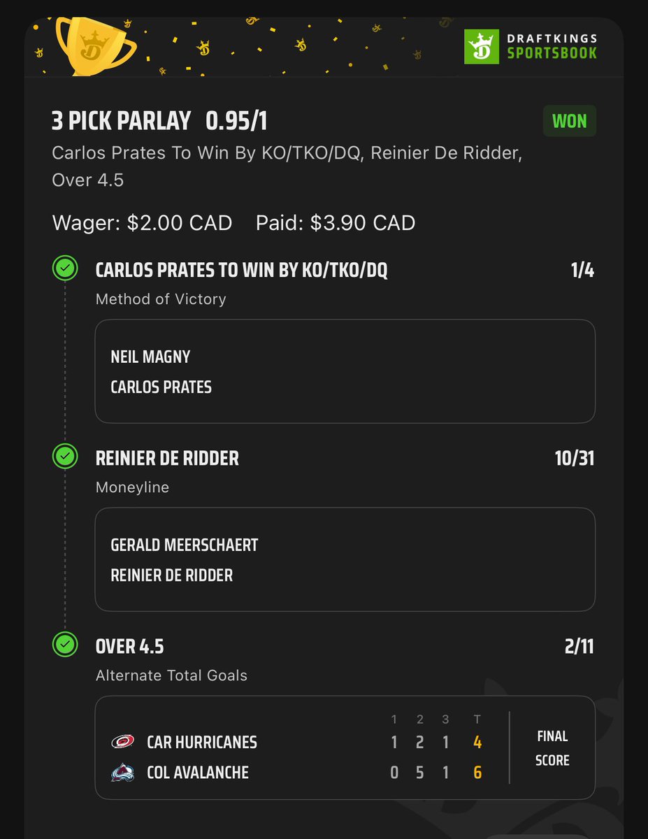 EnglishPen87's tweet photo. Some UFC/NHL to get to double money https://t.co/CsmOdnmTgn