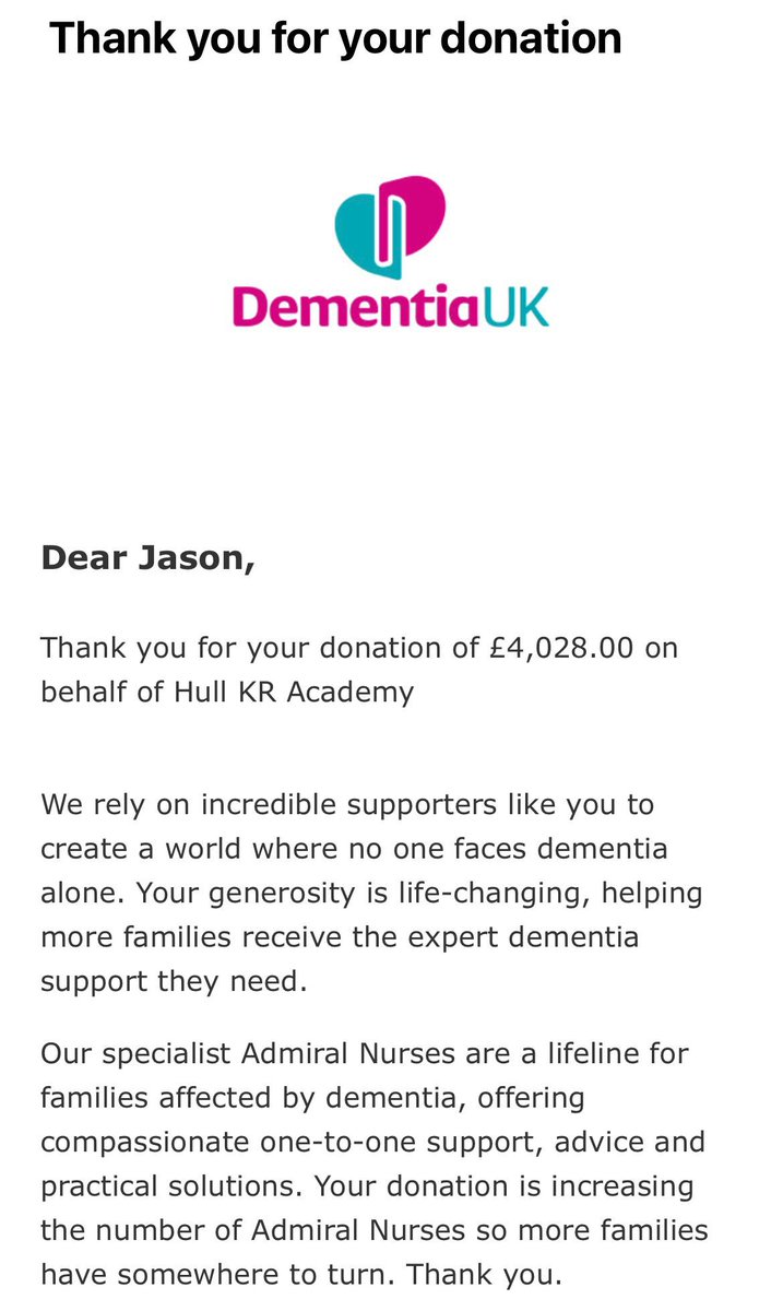 netherton_jason's tweet image. Donation made to @DementiaUK following the @hullkrofficial Academy 30 mile walk 

Thank you to everyone that supported us 👏👏