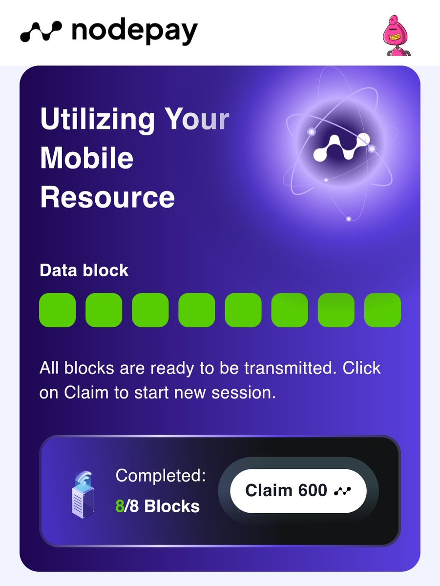 cryptosiastdao's tweet photo. Nodepay Mobile

Reminder buat yang garap Nodepay di Mobile jangan lupa di claim Data Block nya

Kalau bisa 7/8 udah claim, jangan tunggu 8/8 biar gak buang waktu

Bagi user PC & Mises Mobile usahain Extention jalan di browser minimal 24jam biar Eligible + claim Medal

Register: https://t.co/iUhzXWQAoY
Ref Code: nXe5rvtHyqeBWDf
PlayStore: https://t.co/86upDydnFN
AppStore: https://t.co/Rq6sPq5NCs
