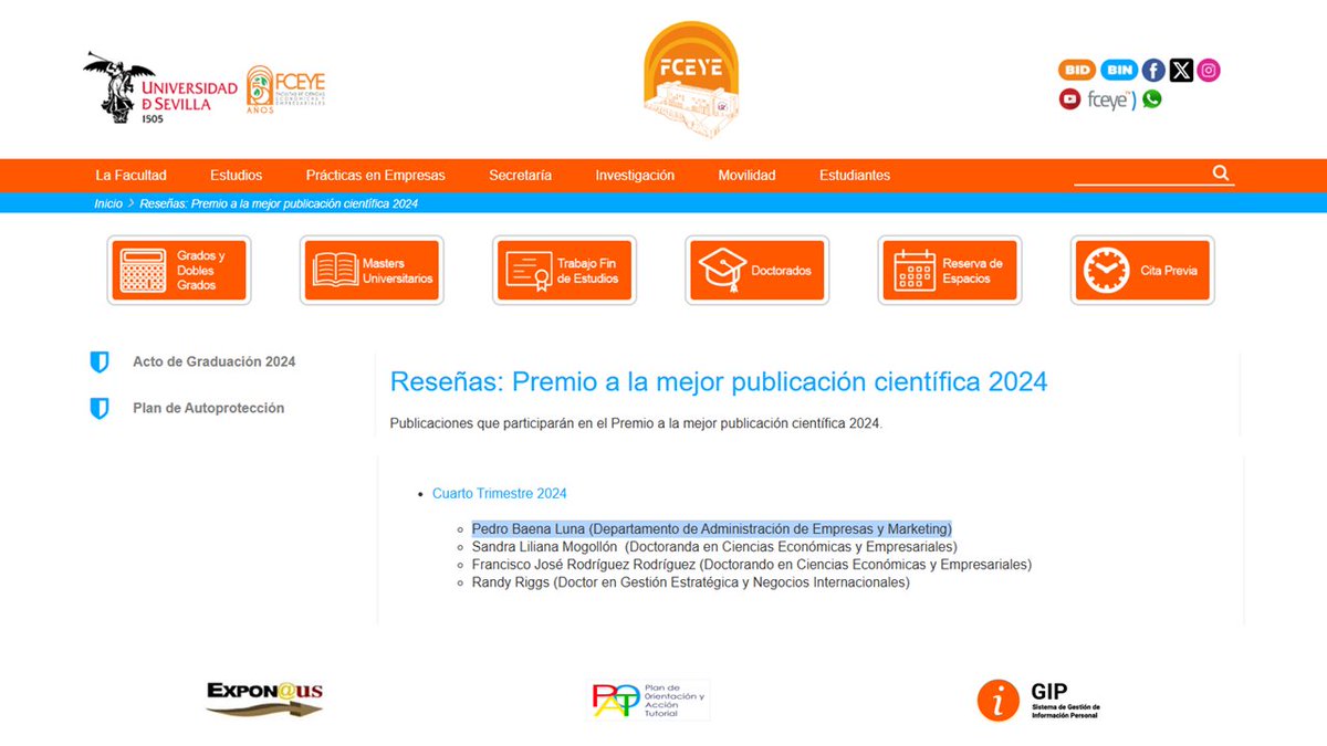 Pedro Baena Luna (@pbaenaluna) on Twitter photo La influencia de Aprendizaje Basado en Problemas sobre la Intención Intraemprendedora de los estudiantes universitarios es el tema del trabajo por el que he sido premiado en el 4T-2024 del Premio a la mejor publicación científica <a href="/FceyeUs/">Facultad Económicas y Empresariales Univ. Sevilla</a>
➡️n9.cl/25chp
Gracias ; ) La influencia de Aprendizaje Basado en Problemas sobre la Intención Intraemprendedora de los estudiantes universitarios es el tema del trabajo por el que he sido premiado en el 4T-2024 del Premio a la mejor publicación científica <a href="/FceyeUs/">Facultad Económicas y Empresariales Univ. Sevilla</a>
➡️n9.cl/25chp
Gracias ; )