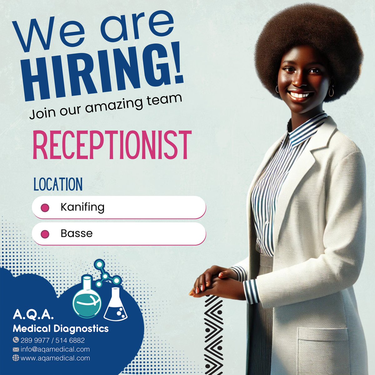 We’re looking for a detail-oriented, organized professional to support patient invoicing, cash flow, and customer service. 

📍 Location: Kanifing &amp; Basse
🗓️ Deadline: 17/11/2024

Requirements: Experience in accounting/reception &amp; customer service skills

forms.gle/ShzsNACKXM9b1A…