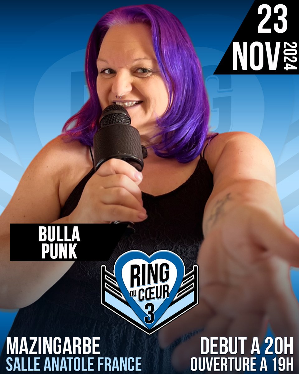 showcatchfrance's tweet image. 🚨📢🚨 ICWA organise le 23/11/2024, le show RING DU COEUR 3 à Mazingarbe Département 62 France

📌 BULLA PUNK sera présente lors de ce show