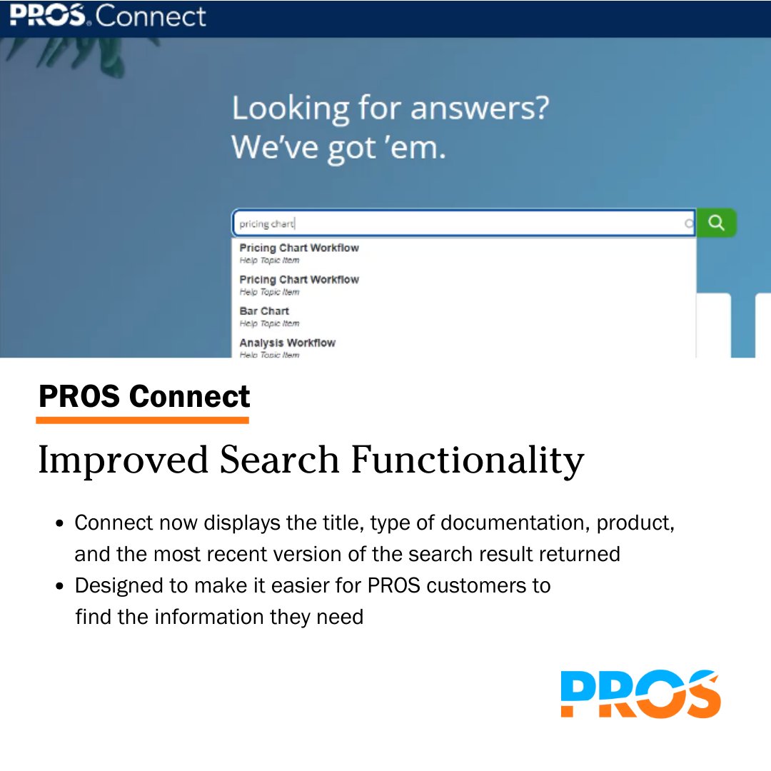 StacyPaunova's tweet photo. 🤝 PROS Connect 🤝 has an improved search functionality! @PROS_Inc Connect is our self-serve help portal that allows customers to easily find information they need.

Learn more ➡️ https://t.co/F2sbFScIqu

#Platform #Customer #PROSai #PROSConnect https://t.co/0mkY8KnfkP
