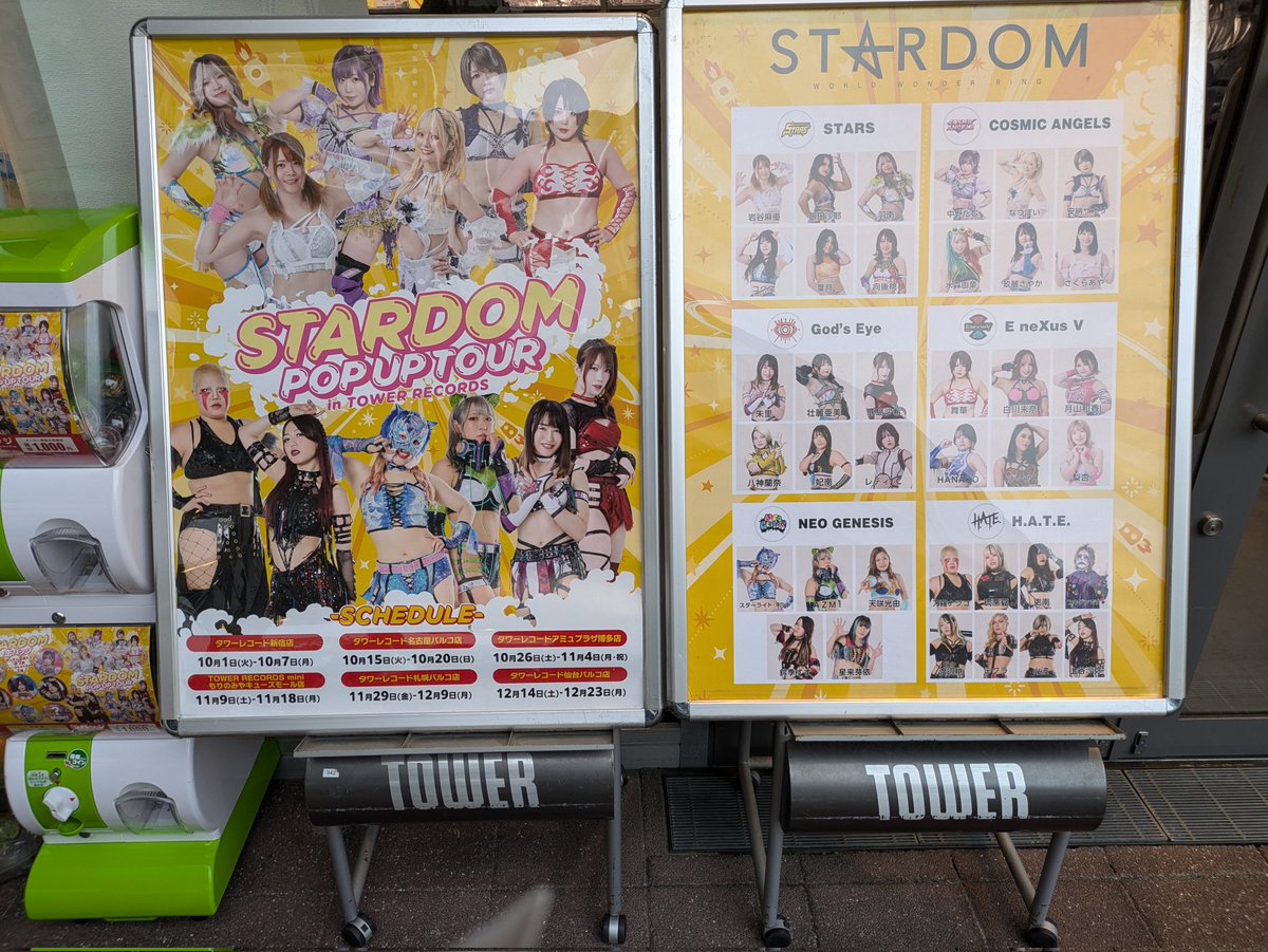 dhhtEmHtdjKhKpY's tweet photo. 乱丸フェスタの帰り道
寄り道してSTARDOMのPOPUP TOUR
もりのみやキューズモールの
タワレコへ行ってきました

ガチャガチャもあるんや

#STARDOM
#POPUPTOUR
#もりのみやキューズモール https://t.co/zfT3PqgZAz