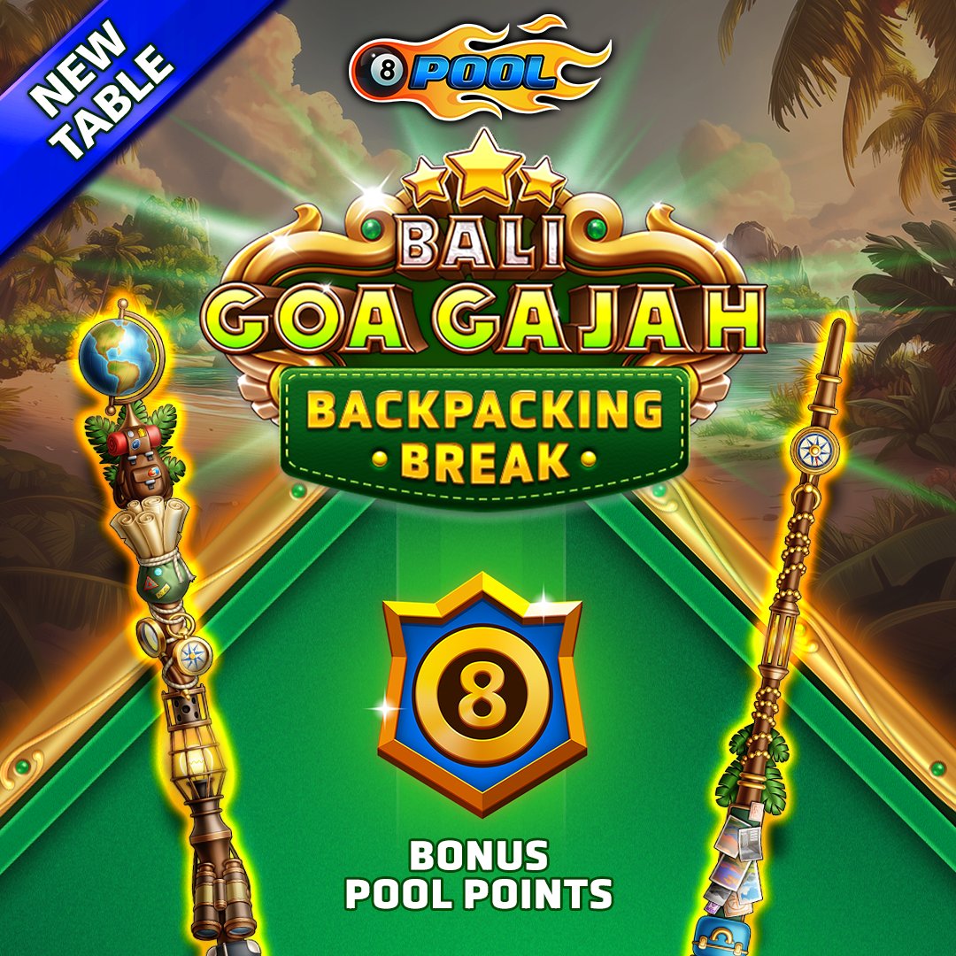 8ballpool's tweet image. Discover BIG #BackpackingBreak bonuses on the NEW #BaliGoaGajah table! 🎱 🇮🇩

✨ Win bonus #PoolPoints
🎁 Unlock/upgrade a new Cue
🗓️ Tables rotate every 48 hours

More Info » mcgam.es/k2z5v4

#8BallPool