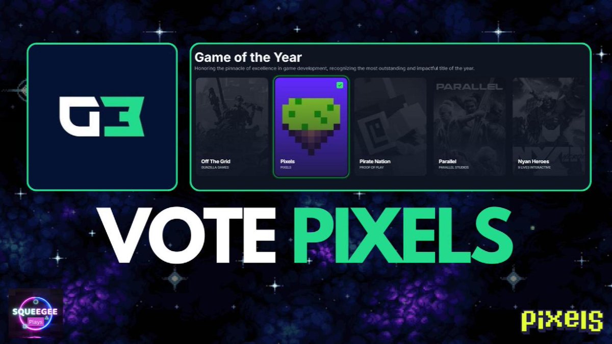 Squeegee_Plays's tweet image. 4 NOMINATIONS FOR PIXELS 👊

⭐️Game Of The Year
⭐️Best Casual Game
⭐️Best Browser Game
⭐️People&apos;s Choice

Here&apos;s How To Vote⬇️
🔗youtu.be/ON_MIlVRgCA

#VoteForPixels #PixelsCreator #PixelsCommunity #SqueegeePleyyys🤙