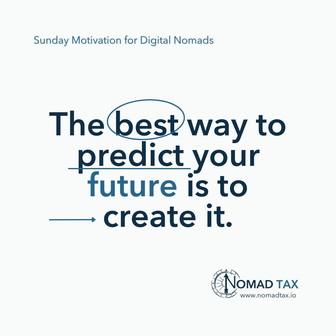 As digital nomads, we’re creating our own paths. Ensure your financial future shines as bright as your travel plans. Start this week by optimizing your tax strategy. Need guidance? Nomad Tax is here to help! #SundayMotivation #FinancialFuture #DigitalNomadTaxes #TaxSmart