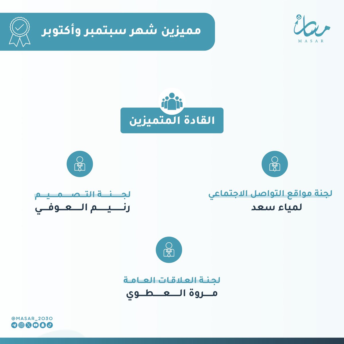 القيادة هي التأثير، وأبرز قادتنا المؤثرين في سبتمبر واكتوبر 2024 🎐
#مبادرة_مسار