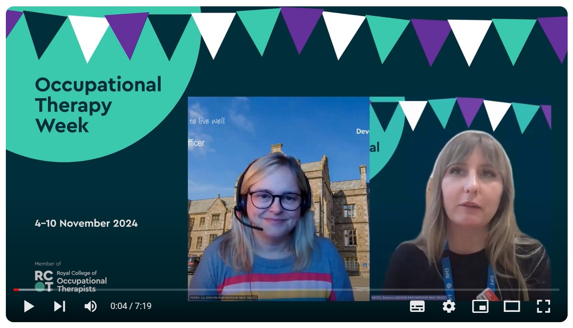 DPT_NHS's tweet image. During #OTweek, students are interviewing members of our organisation in order to understand how occupation relates to their wellbeing. Rebecca Bates, OT Assistant Practitioner/OT Apprentice interviews Liz Perry, Chief People Officer: orlo.uk/83onp @theRCOT #OTweek2024