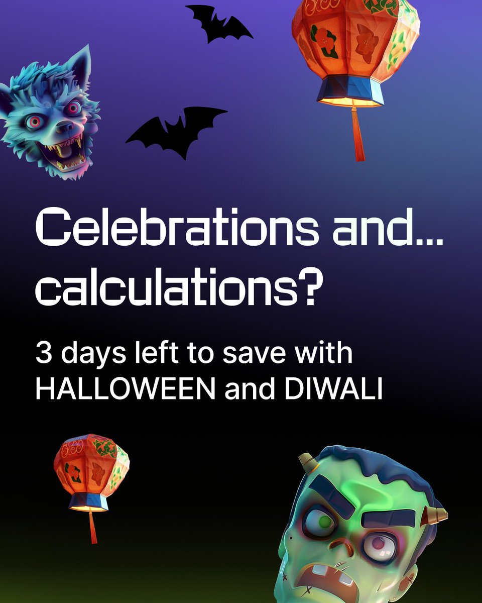 InstantFunding_'s tweet image. The double celebration season is coming to an end, and although our spooky accounts are still lurking in the shadows, while the Diwali lights are burning bright, you only have 3 days left to use codes HALLOWEEN and DIWALI to boost your next trading journey ⚡️

Swipe the image for…