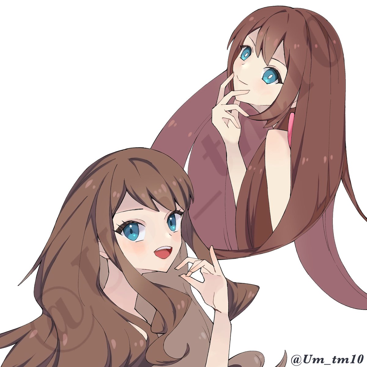 トウコ「※過去絵リメイク髪下ろしトウコとメイ 」|梅トマト🍅のイラスト
