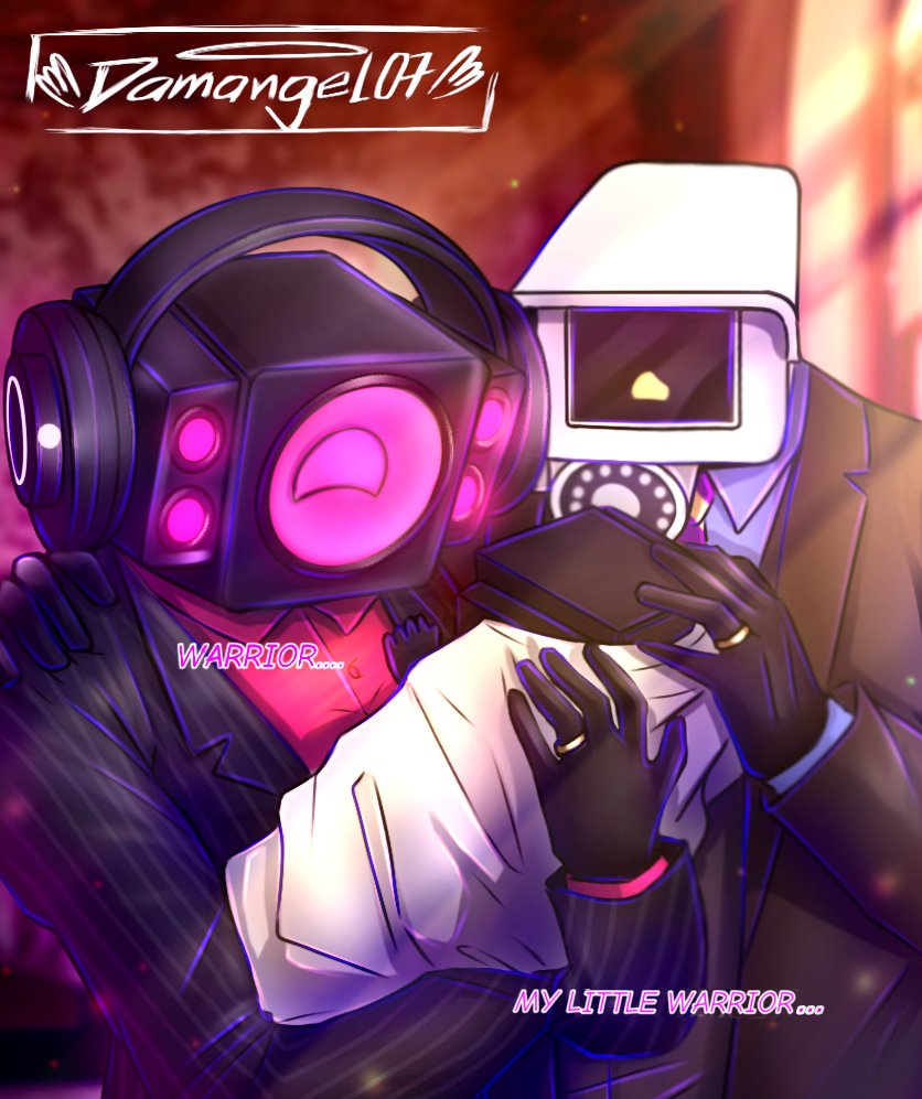 he aquí otro fanart de mi ship favorito, cameraman simp x speakerwoman juntos viendo con tanta felicidad a su hijo primogénito recién nacido, ya ustedes lo saben... es Warrior, #skibiditoiletoc  #cameramansimp #cameramansimpxspeakerwoman #warriorspeakerc #skibidiNewGeneration