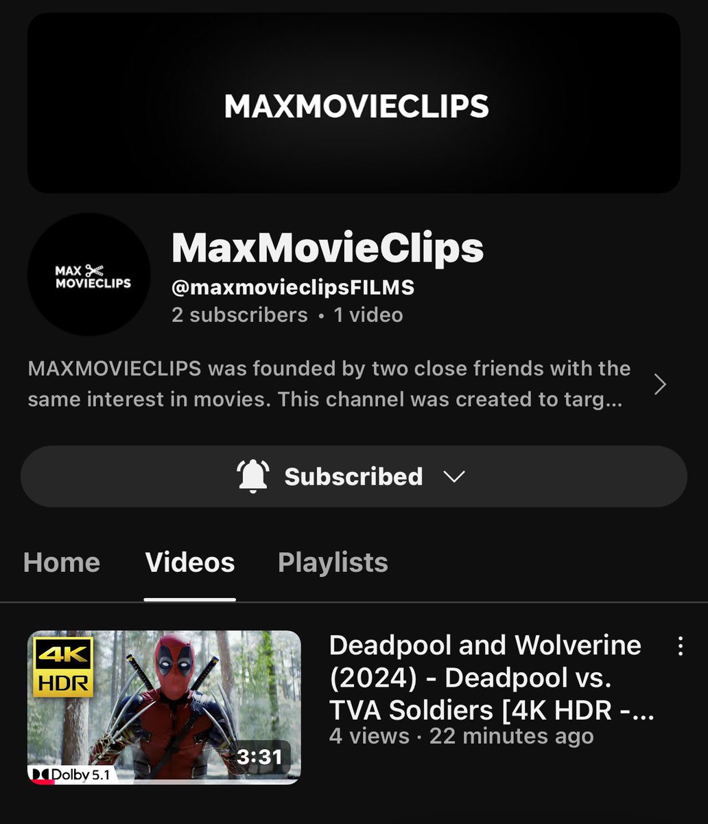 maxmovieclips's tweet photo. Hi everybody!! Currently, we have moved MAXMOVIECLIPS to another channel and we will regularly post movie clips in 4K HDR quality, and we will use the MAXTRAILERCLIPS channel to post movie trailers!! We have now started uploading Deadpool &amp; Wolverine to MAXMOVIECLIPS https://t.co/U50Og5CBjm