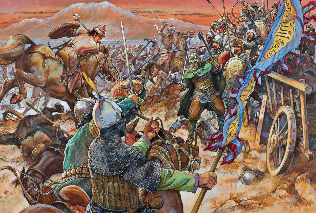 CatImperator's tweet photo. Harald Hardrada's failed attempt to claim the English throne in 1066 mirrored the fate of the Norsemen in the Varangian Guard. 

At the disastrous Battle of #Manzikert in 1071, virtually all the Emperor's Guards fell around him... /8 https://t.co/22mRbw2ULJ