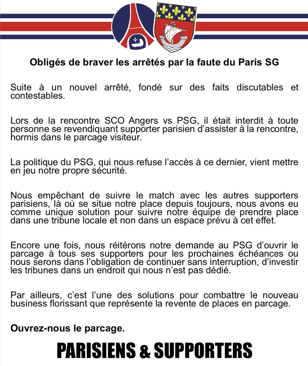 sparisiens1970's tweet image. ANGERS - PSG 09/11

OUVREZ NOUS LE PARCAGE 

@PSG_inside @HananeLaqraa