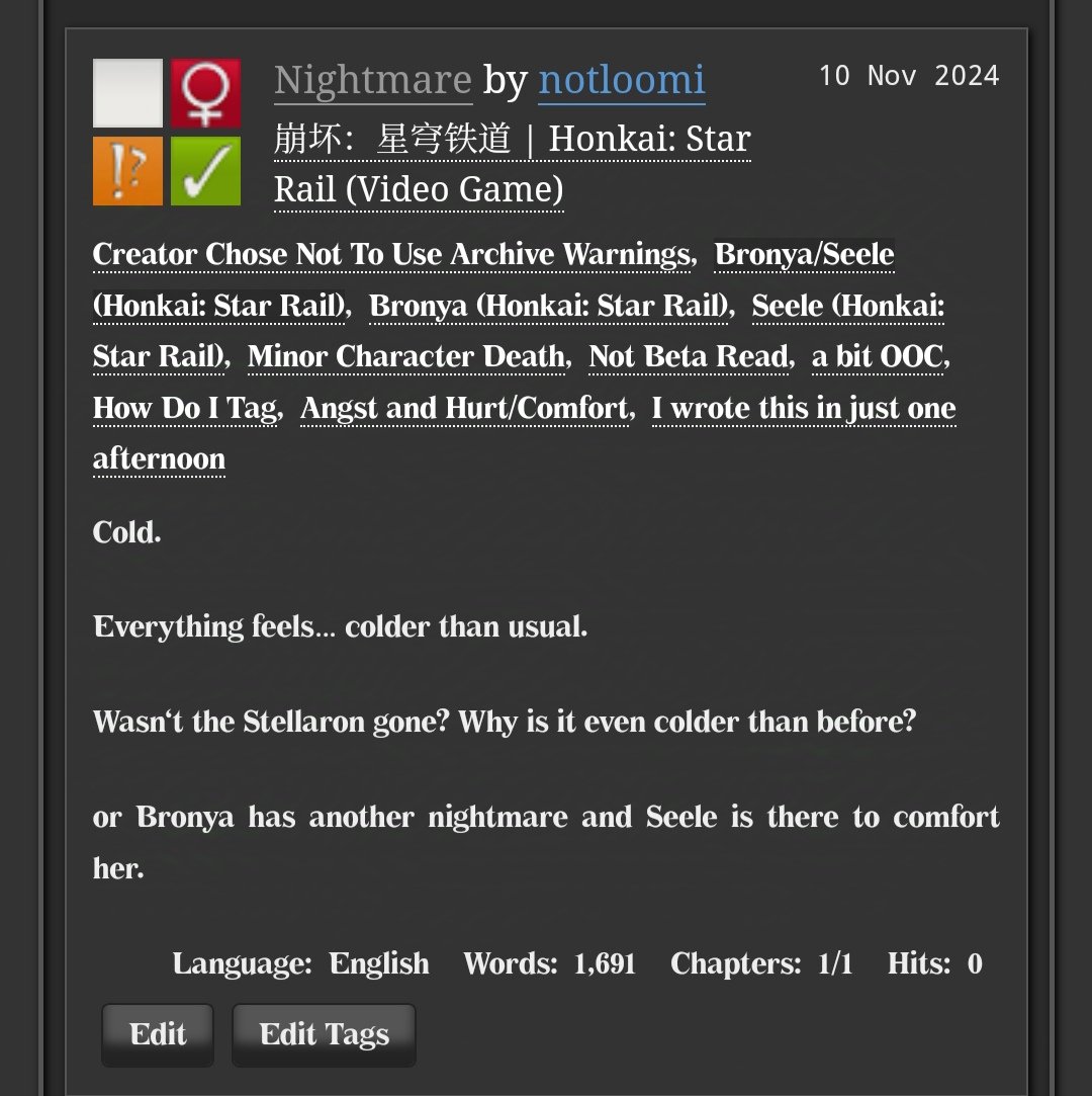 Guess who's back with writing brsl?? Me !!!
archiveofourown.org/works/60459358…

#bronseele #brsl #HonkaiStarRail