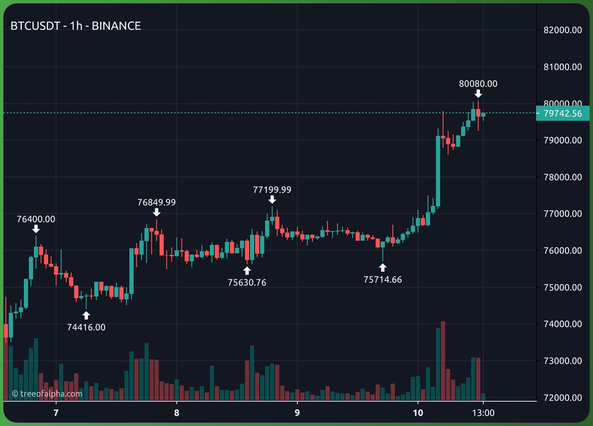 $BTC tags 80k 📈

Been a difficult journey:

- Soft fights with people close to me (Now everyone is Orange pilled 🤣)
- Constant struggle of being patient with the mega trade.
- Leaving the normie world to work full time in Crypto with <a href="/crypto_banter/">Crypto Banter</a> 

Everything paying off 🙏