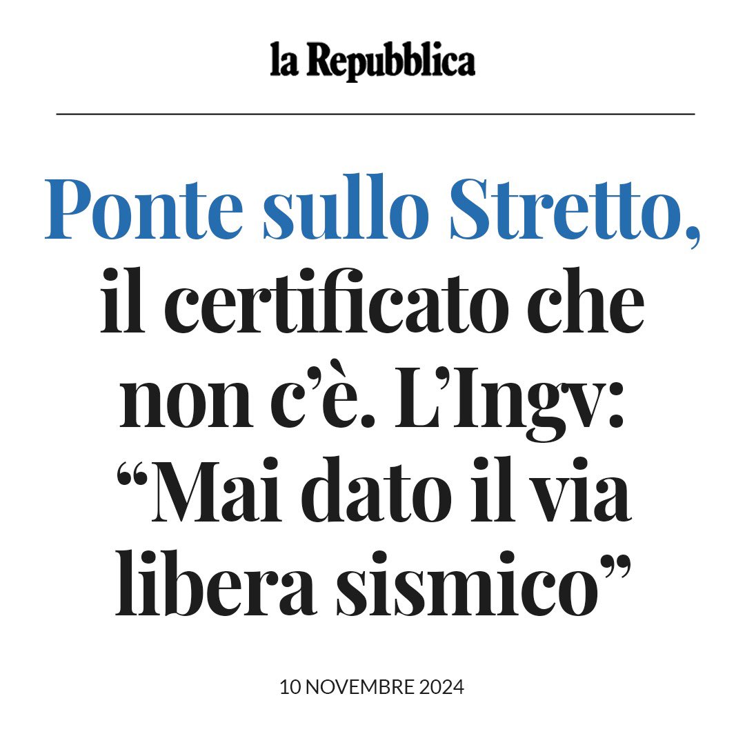 STANNO INCHIODANDO IL PAESE

Nuova gravissima puntata sul Ponte sullo Stretto dopo i diversi rilievi sulle carenze sul piano tecnico, ingegneristico e ambientale, con progetti vecchi di oltre 10 anni e la figuraccia di documenti pieni di caratteri e tabelle illeggibili. Adesso