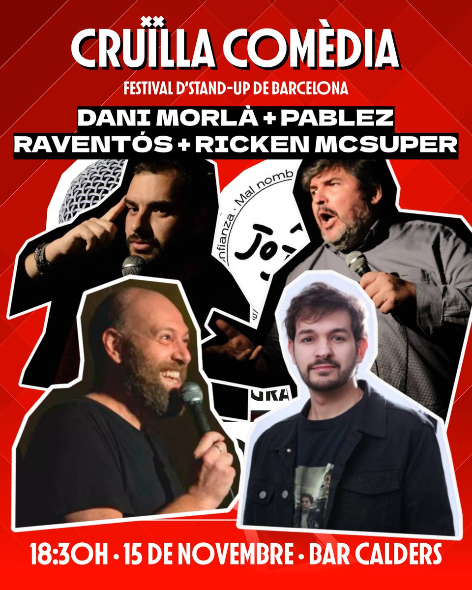 AJaJoJeJo (@ajajojejo) on Twitter photo 👨👨👦👦 ¡FAMILIA! Esta tarde abrimos el <a href="/cruillabcn/">FESTIVAL CRUÏLLA</a> Comèdia 2024 desde <a href="/bar_calders/">Bar Calders</a> con este pedazo de LINE-UP 💥
👉 Dani Morlà
👉 Pablez
👉 <a href="/raventos/">Raventós</a>
👉 <a href="/Ricken/">Ricken McSuper</a>
¡Os esperamos a las 18:30 en <a href="/bar_calders/">Bar Calders</a>!
🔥 ENTRADA LIBRE (los vermús los pagáis) 🔥 👨👨👦👦 ¡FAMILIA! Esta tarde abrimos el <a href="/cruillabcn/">FESTIVAL CRUÏLLA</a> Comèdia 2024 desde <a href="/bar_calders/">Bar Calders</a> con este pedazo de LINE-UP 💥
👉 Dani Morlà
👉 Pablez
👉 <a href="/raventos/">Raventós</a>
👉 <a href="/Ricken/">Ricken McSuper</a>
¡Os esperamos a las 18:30 en <a href="/bar_calders/">Bar Calders</a>!
🔥 ENTRADA LIBRE (los vermús los pagáis) 🔥