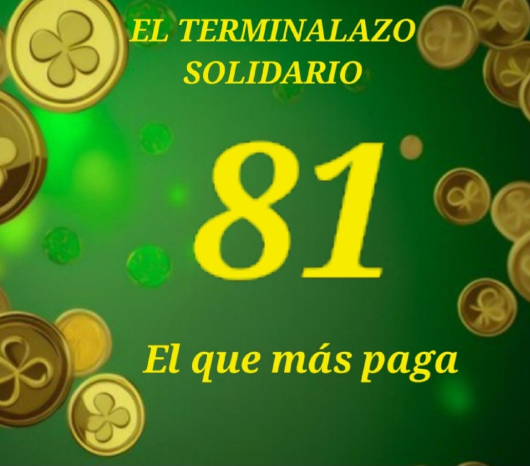 EL TERMINALAZO SOLIDARIO      
SORTEO #44618
11/11/2024
10:00       
TERMINAL GANADOR (81)