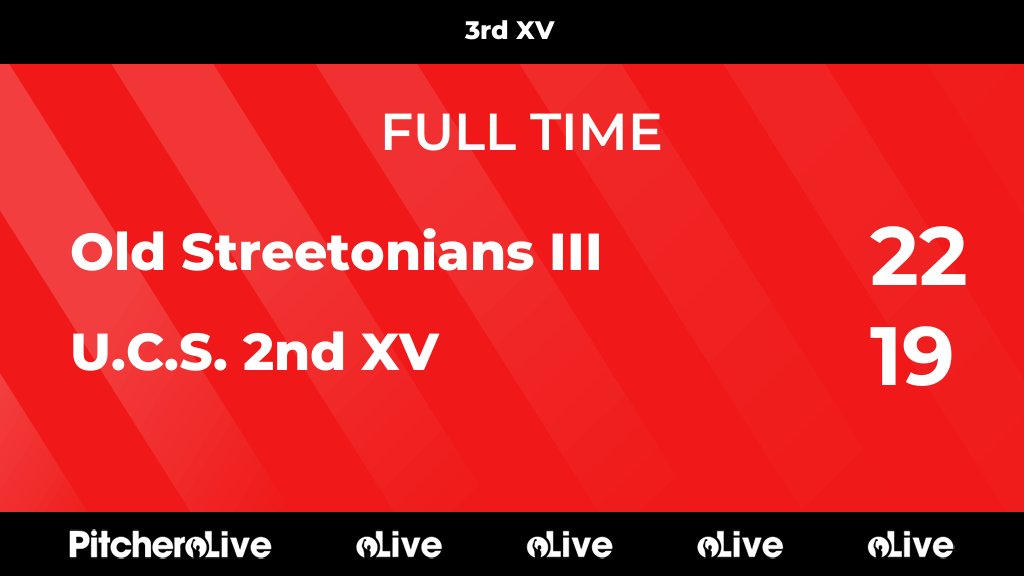 FULL TIME: Old Streetonians III 22 - 19 U.C.S. 2nd XV
#OLDUCS #Pitchero
pitchero.com/clubs/oldstree…