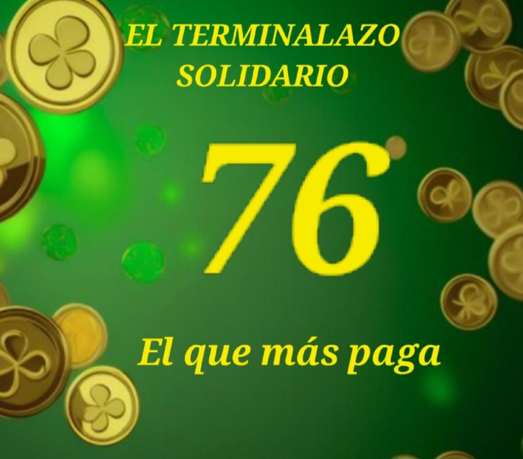 EL TERMINALAZO SOLIDARIO      
SORTEO #44620
11/11/2024
12:00       
TERMINAL GANADOR (76)