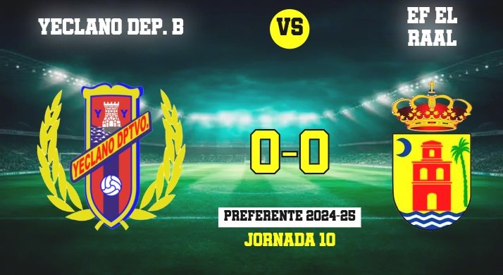 Preferente Autonómica
Yeclano Deportivo ``B´´0 - EF Raal 0.Igualdad al término de los 90´ entre dos bloques que plantearon algo similar y les permite seguir creciendo