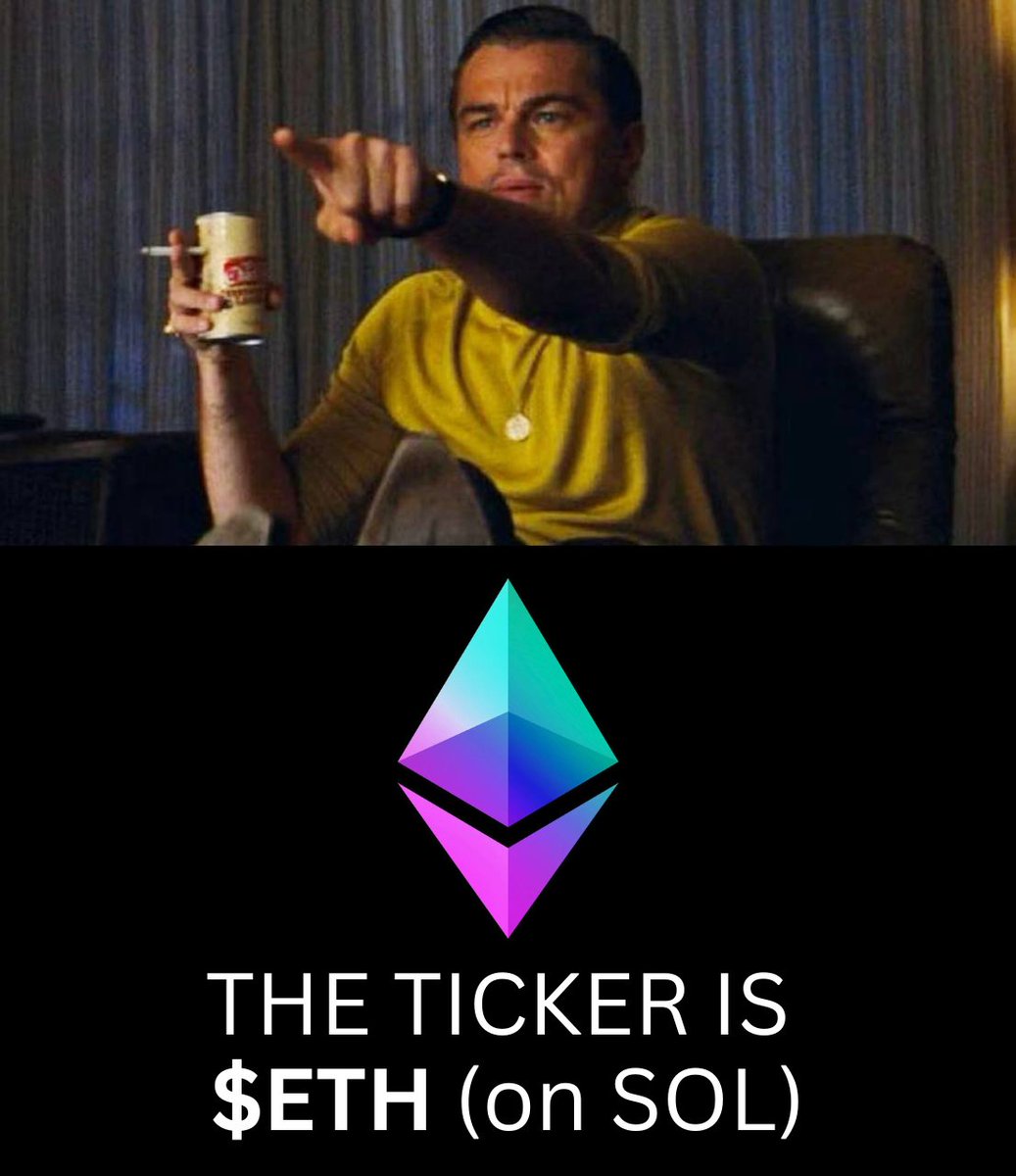 ETH on SOL

My Completely Unbiased Review of <a href="/TheTickerIs_ETH/">The Ticker is ETH</a> Metrics, Looking At:
🔸Exponential Holder Count Growth
🔸Stable Core of High Conviction 1%+ Whales
🔸Omega Bullish Volume/MC Data
🔸Meme Creation + Virality

#ETHonSOL ⚡️