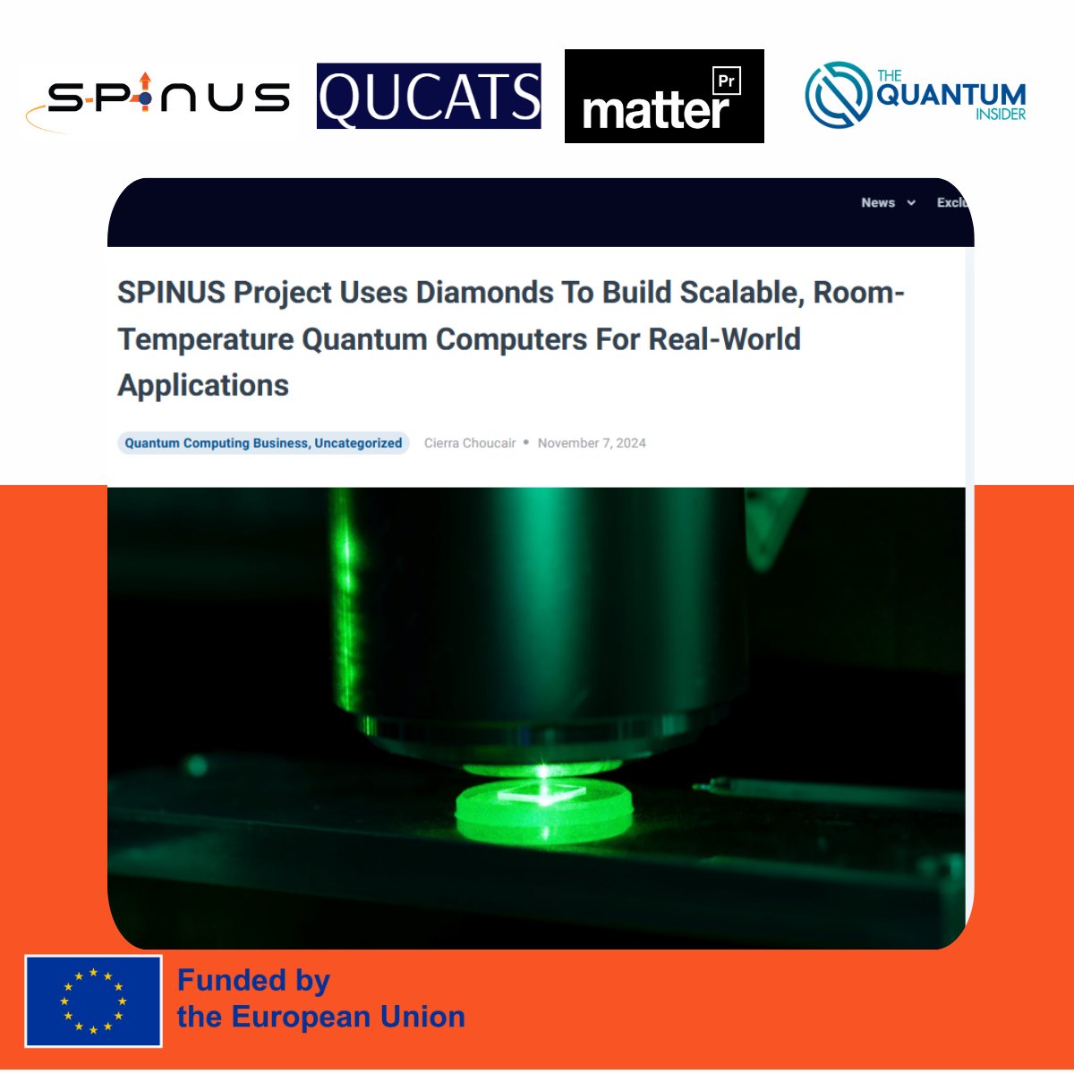 SpinusEurope's tweet photo. Check out the latest article about SPINUS ⬇ 🔍 

At the invitation of QUCATS and Matter PR, SPINUS Coordinator Martin Koppenhöfer spoke about the project activities and ambitions. 

Photo credits: Fraunhofer IAF https://t.co/GaDB1qzd4N
