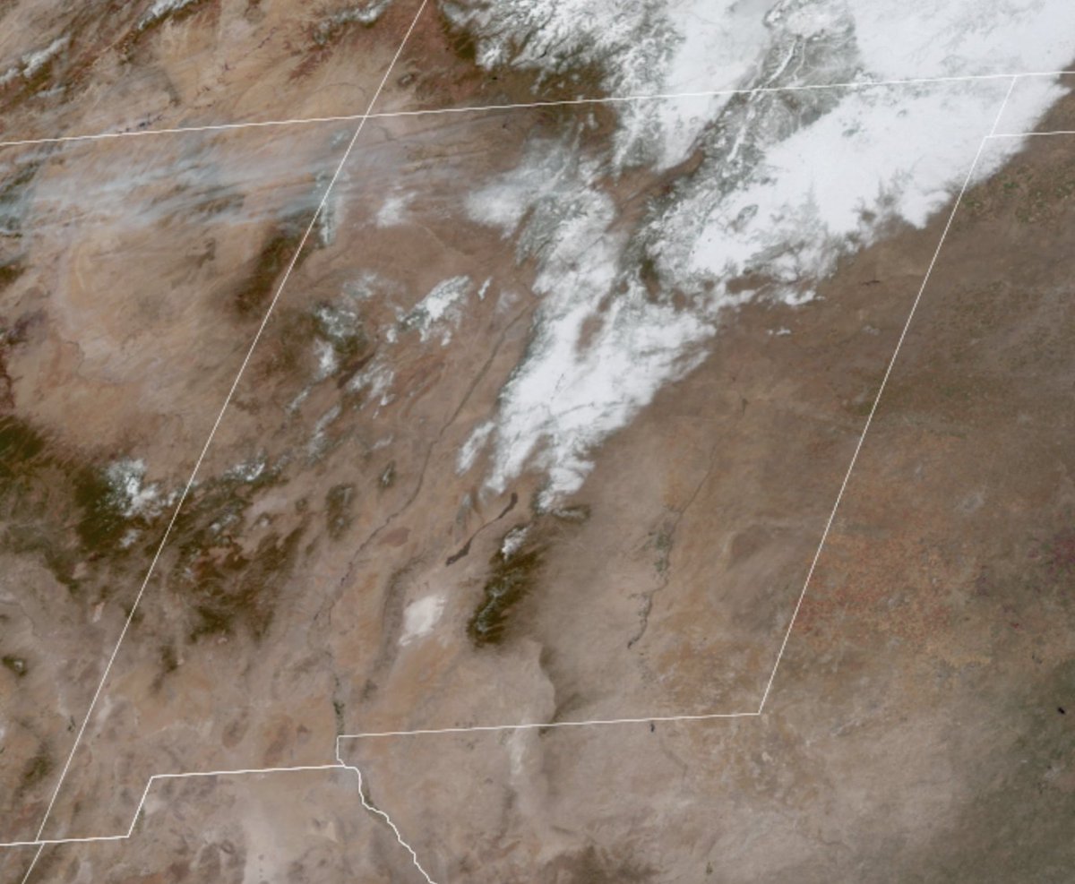 View from space of all the snow across New Mexico today.