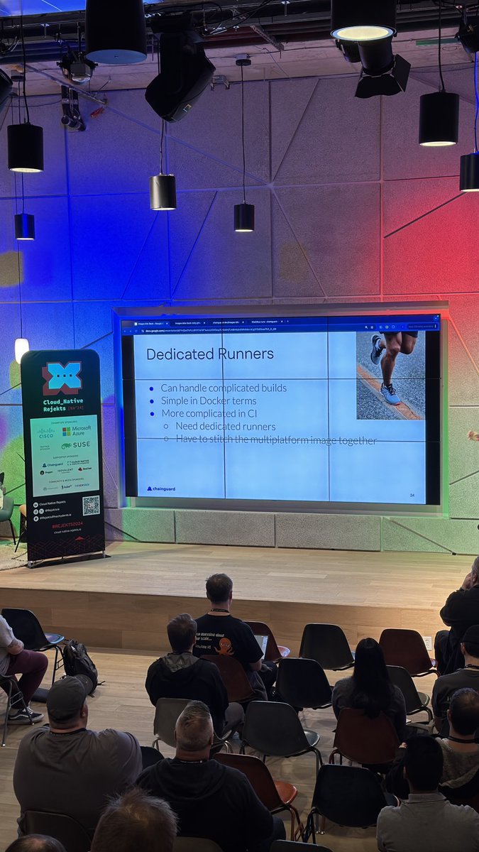 Great insights from <a href="/adrianmouat/">Adrian Mouat</a> at #CloudNativeRejekts on “Images Bite Back – Dealing with Day 2 Build Issues”! Key takeaway: #QEMU emulator isn’t practical for #multiarch CI/CD builds.

At <a href="/DevtronL/">Devtron</a>, we use dedicated runners with #BuildX &amp; #Kubernetes driver integration to