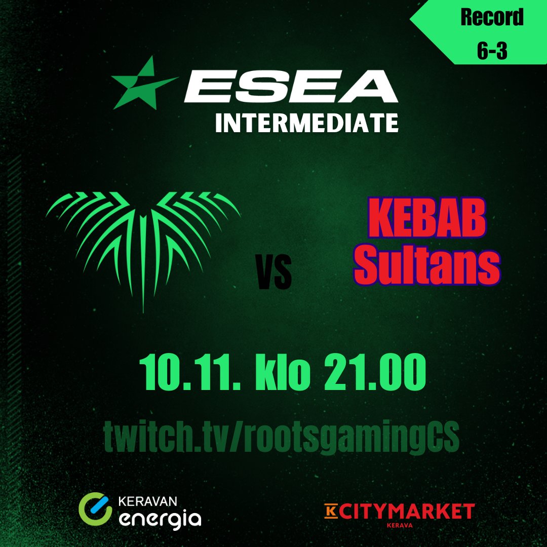 Vielä ois yksi peli tälle viikolle! Let's go! 🔥
⏰️: 21.00
🎙: <a href="/ShtgnCasting/">Sami "Shtgn" Kangas</a> 
📺: RootsGamingCS 
#Rooting4Roots #esportsfi