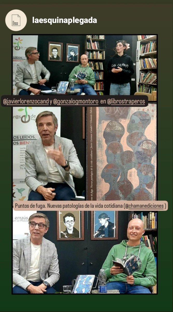 El viernes pasado estuvimos en <a href="/librostraperos/">Libros Traperos</a> con @JavierLorenzoC2 y <a href="/GonzaloGMontoro/">Gonzalo Gómez</a> hablando sobre "Puntos de fuga. Nuevas patologías de ka vida cotidiana" 
Gracias a todos los que nos acompañaron.