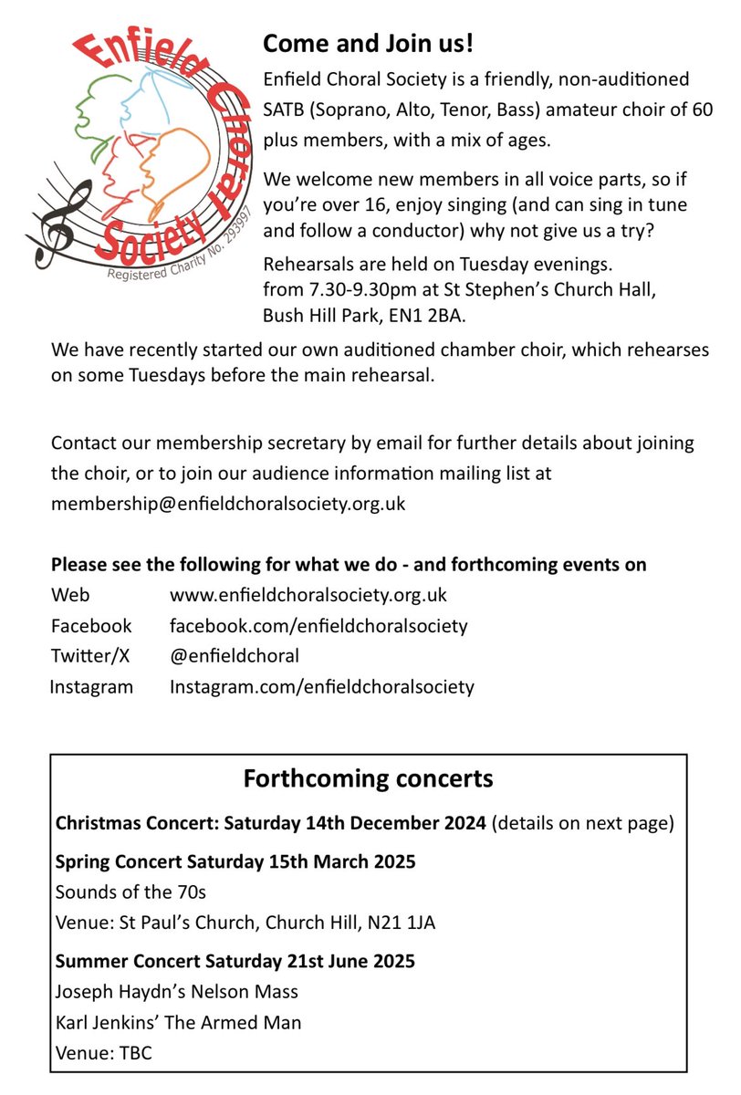 Great time to join - come and sing some carols and see how much you enjoy it - details below 👇