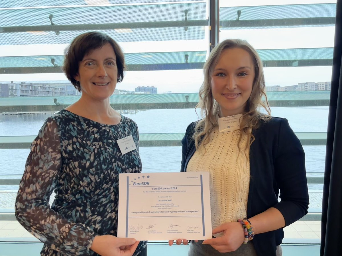 Kristina Wolf (@geo_wolfk) on Twitter photo Honoured to have my PhD thesis awarded by <a href="/EuroSDR/">EuroSDR</a>! It was a great experience presenting at Aalborg University’s Kopenhagen Campus and connecting with European Geographic Information orgs. Thanks to the <a href="/GeospatialCDT/">Geospatial Systems CDT</a>, <a href="/OrdnanceSurvey/">Ordnance Survey</a>, my supervisors & network for the support! 🌍 Honoured to have my PhD thesis awarded by <a href="/EuroSDR/">EuroSDR</a>! It was a great experience presenting at Aalborg University’s Kopenhagen Campus and connecting with European Geographic Information orgs. Thanks to the <a href="/GeospatialCDT/">Geospatial Systems CDT</a>, <a href="/OrdnanceSurvey/">Ordnance Survey</a>, my supervisors & network for the support! 🌍