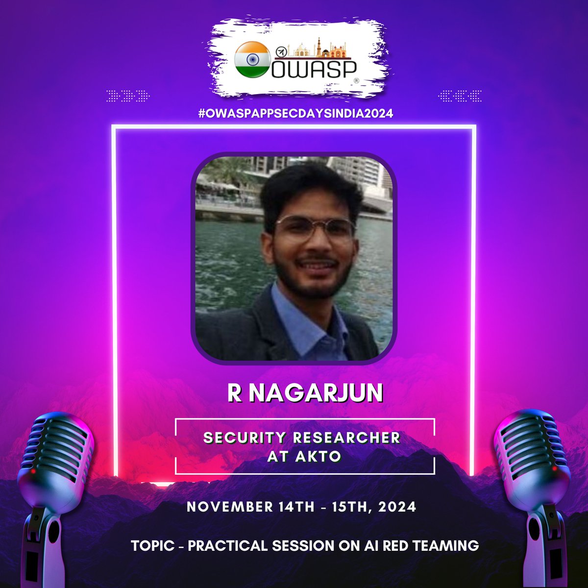 🚀 Excited for R Nagarjun's Practical Session on AI Red Teaming at #OWASP #AppSecDaysIndia 2024! Dive into hands-on strategies for red teaming AI systems and enhancing security. 🔍🤖

#Cybersecurity #AIinSecurity #RedTeam #AppSec #AI <a href="/Aktodotio/">Akto</a>