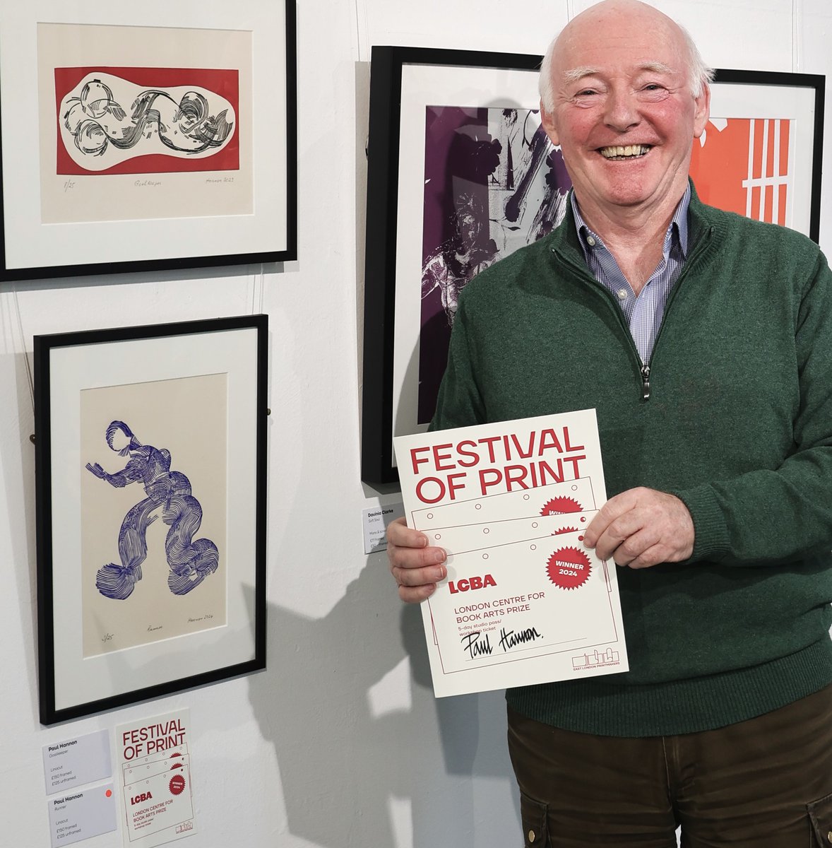 East London Printmakers is incredibly grateful to its sponsors who generously contribute a set of special awards at each year’s Festival. <a href="/londonbookarts/">LCBA</a> awarded a 5-day studio pass or workshop ticket to Paul Hannon. Congratulations Paul &amp; thank you LCBA 💥
