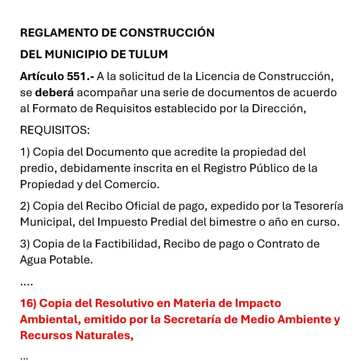 AcDmas's tweet photo. #DePenaAjena 1/2
El @Ayto_Tulum pretende JUSTIFICAR haber emitido una LICENCIA DE CONSTRUCCION para #MAIIM contra su propio REGLAMENTO de CONSTRUCCIÓN que le obliga a emitir esa LICENCIA solo cuando le incluyen la Manifestación de Impacto Ambiental... https://t.co/Fs0bFFDXBc
