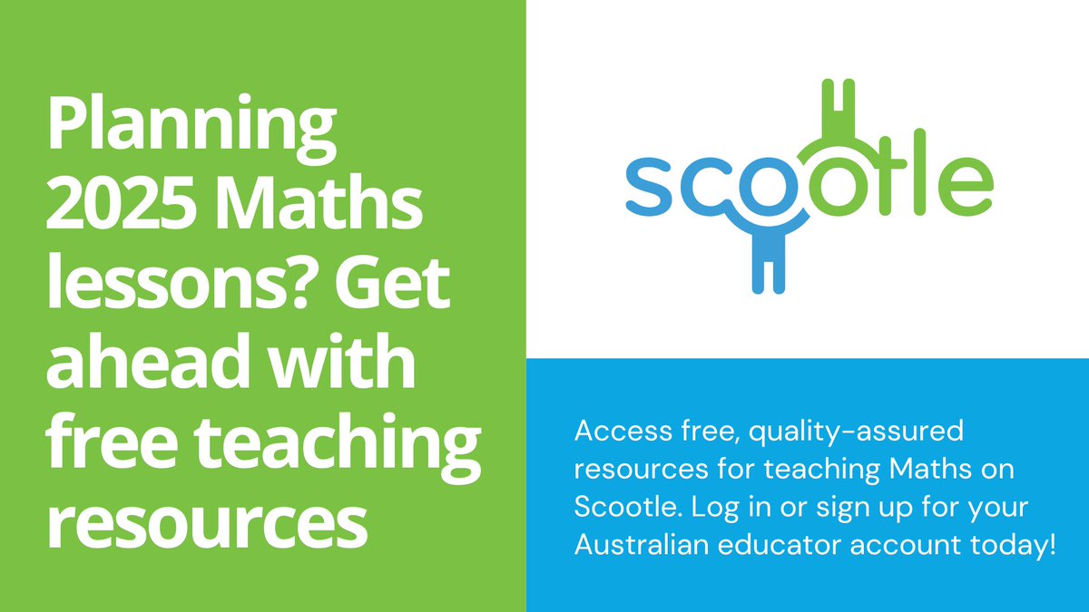 Need new, curriculum-aligned content for your 2025 Maths lesson plans? Get ahead with regularly updated free content on Scootle. Browse resources by curriculum-alignment for all student levels: ow.ly/nk0650U3FqJ