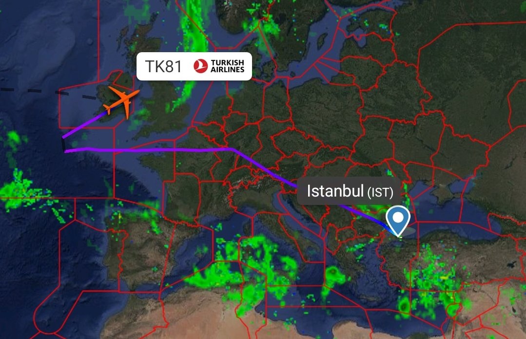 HavaSosyalMedya's tweet photo. Türk Hava Yolları'nın #TK81 İstanbul - Boston seferini gerçekleştiren TC-LNF tescilli Airbus A330-300 tipi uçak, hasta yolcu sebebiyle Dublin'e divert etti. https://t.co/xsVfUBBE1W