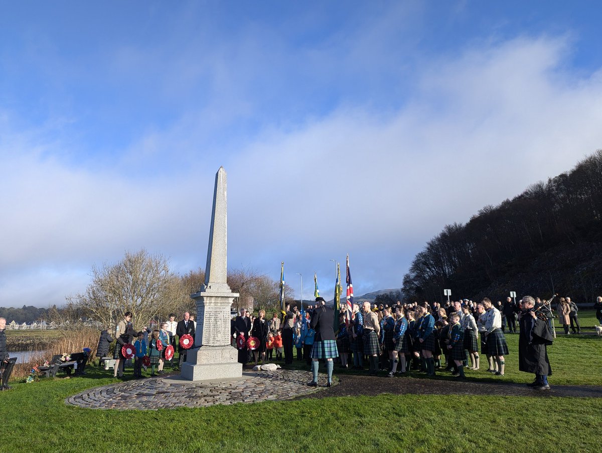 InverkipWM's tweet photo. Today's Act of Remembrance at the war memorial where the memorial was rededicated.

Thanks to all involved. 

#inverkip #RemembranceSunday2024 #LestWeForget https://t.co/BX7s9kpczG