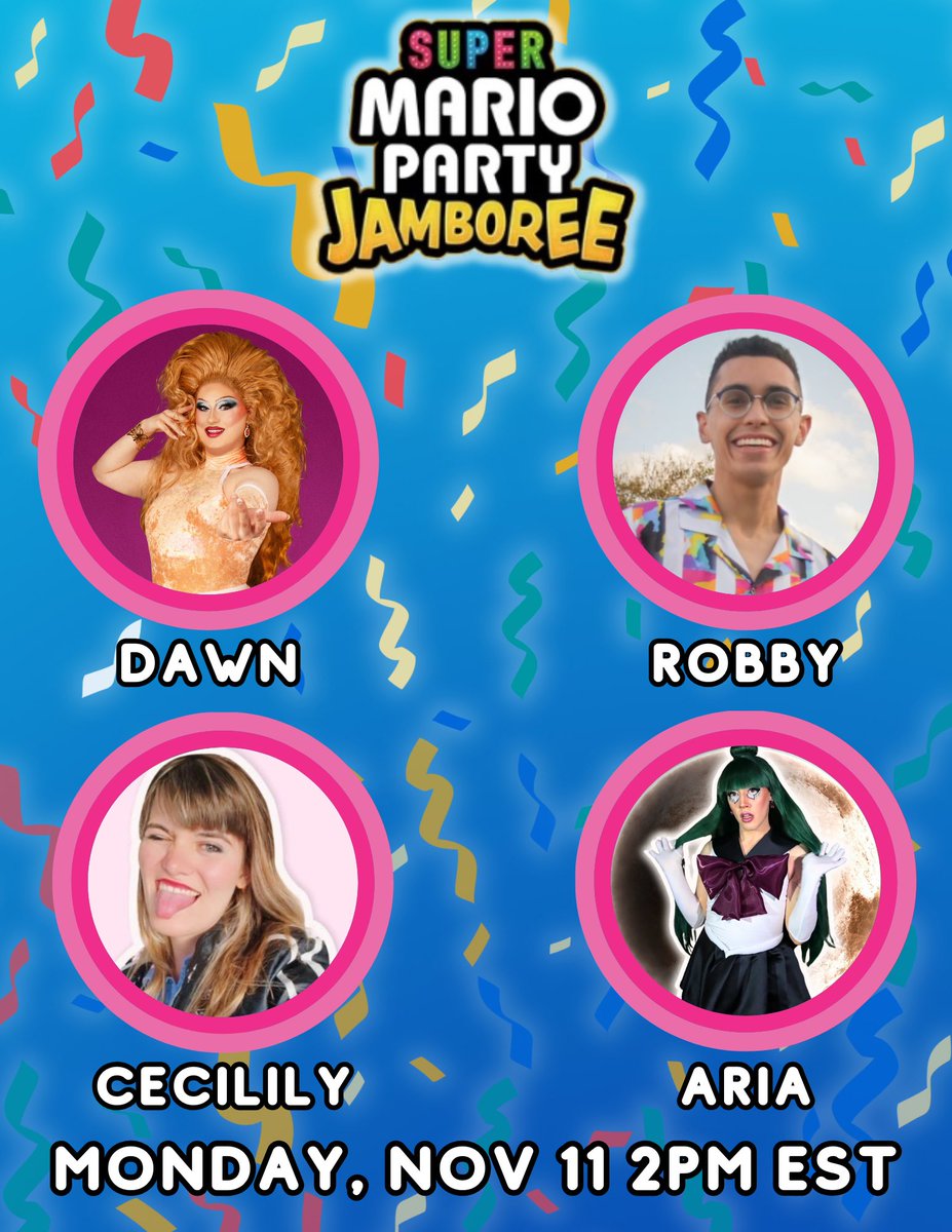 TOMORROW!! Catch me playing Mario party with <a href="/cecililytweets/">cecilily</a> <a href="/RobbyForShort/">Robby | Ditto Enthusiast</a> and <a href="/ariazeroqueen/">Aria Zero</a>!! It’s gonna be a blast yall!