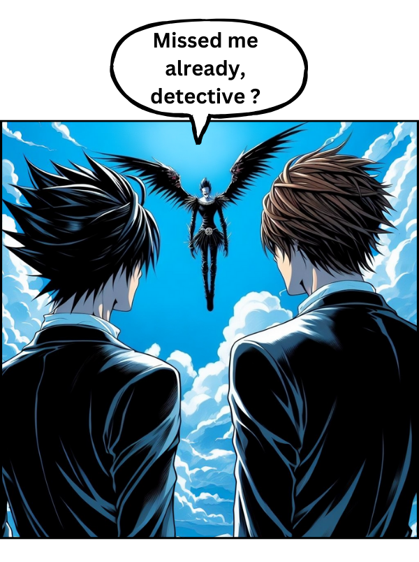 L lawliet and Light Yagami stepped into the human realm, from chapter 4 of [The 10 Death Note Users] #DEATHNOTE